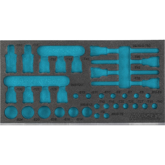 HAZET 2-component soft foam insert 163-587L - Tool assortment