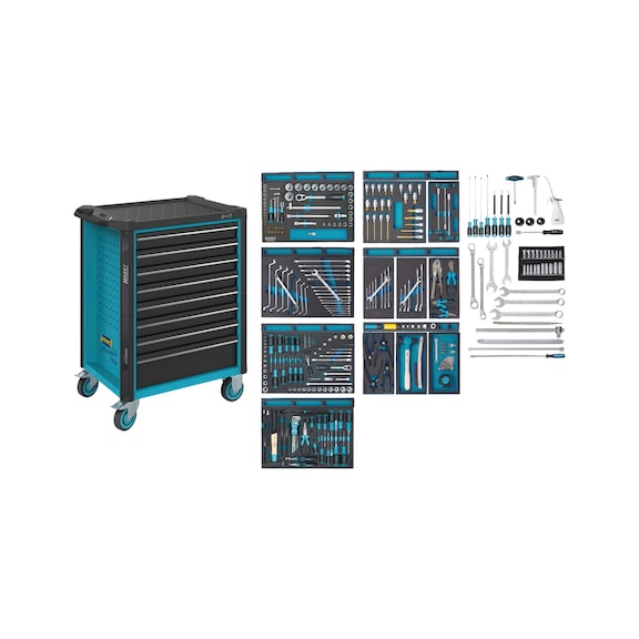 HAZET Assistant workshop trolley with assortment 179N-8-2700/296 drawers - Workshop trolley