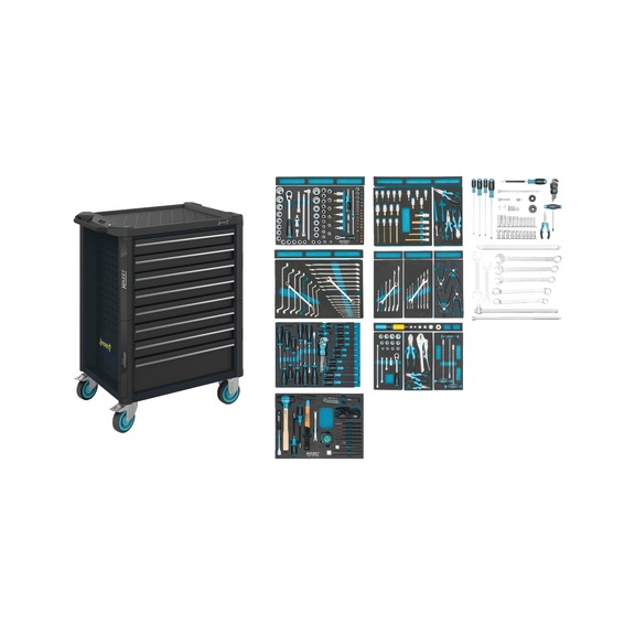 HAZET Assistant workshop trolley with assortment 179N-8-RAL7021/300 drawers - Workshop trolley