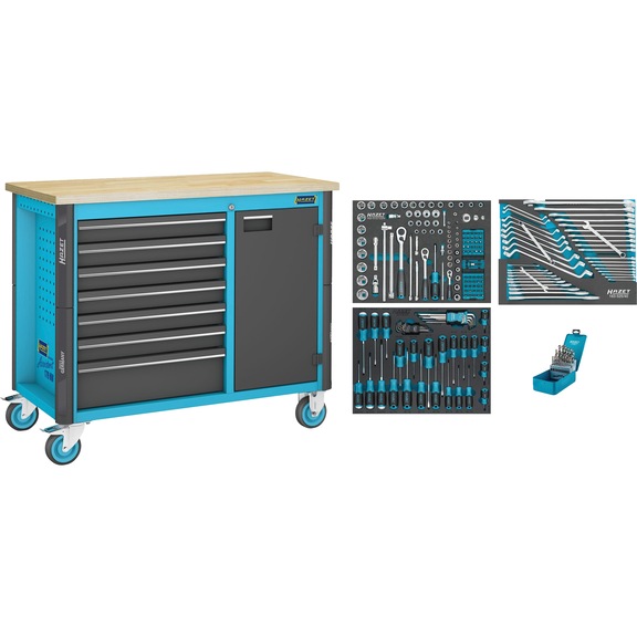 HAZET Fahrbare Werkbank Assistent mit Sortiment 179NW-7/228 Schubladen - Transportger&auml;t (Werkstatt, Zubeh&ouml;r, Sonstiges)