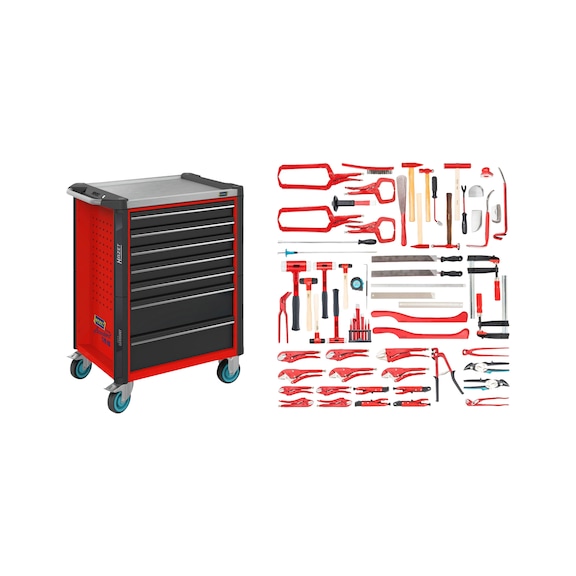 HAZET Assistant workshop trolley with assortment 179NX-7/65ALU Drawers - Workshop trolley