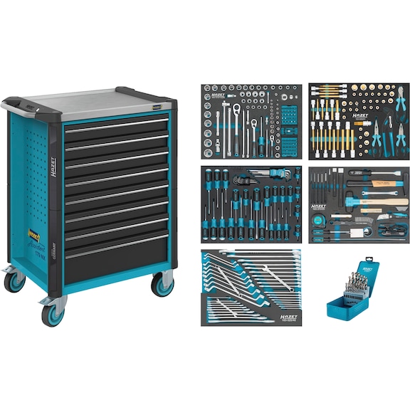HAZET Assistant workshop trolley with assortment 179NX-8/314 drawers - Workshop trolley