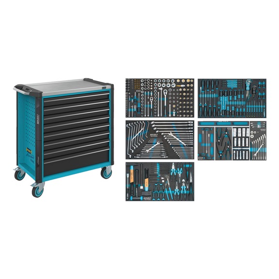 HAZET Assistant workshop trolley with assortment 179NXL-8/321 drawers - Workshop trolley