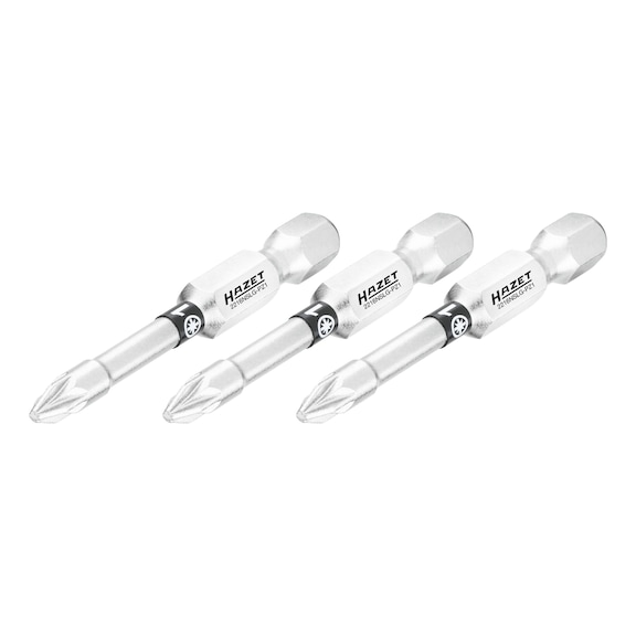 HAZET bit 2216NSLG-PZ1/3 3-part hexagon 1/4 inch 6.3 mm Pozidriv profile - Bit for Phillips screws