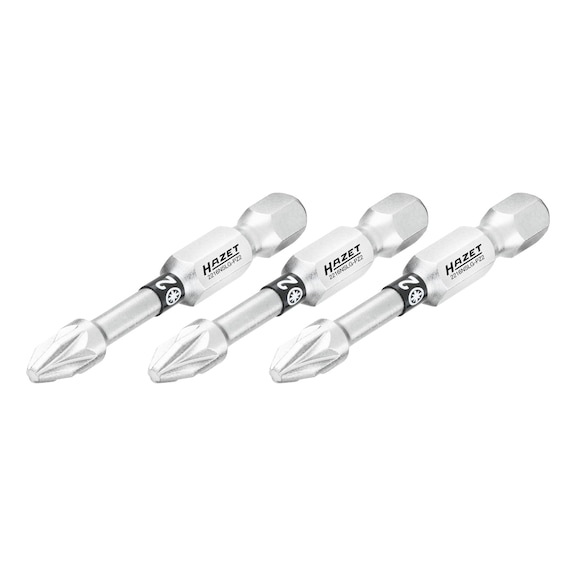 HAZET bit 2216NSLG-PZ2/3 3-piece hexagon 1/4 inch 6.3 mm Pozidriv profile - Bit for Phillips screws