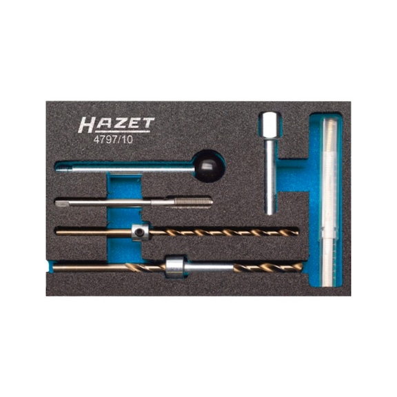 HAZET thread repair set for injector fastening screw 10-piece 4797/10 - Pulling tool, extractor (other)
