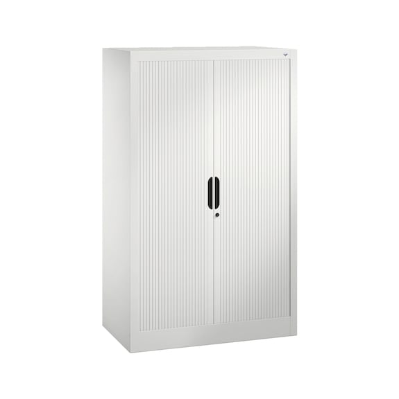C+P Tambour door cabinet Omnispace, H1345B800D420 mm, light gray No. 3221-00|S10033 - Workshop cabinet
