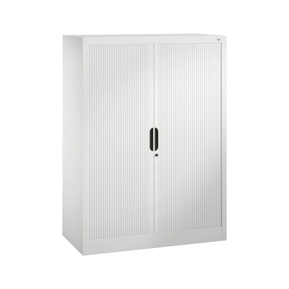 C+P Tambour door cabinet Omnispace, H1345B1000D420 mm, light gray No. 3222-00|S10027 - Workshop cabinet