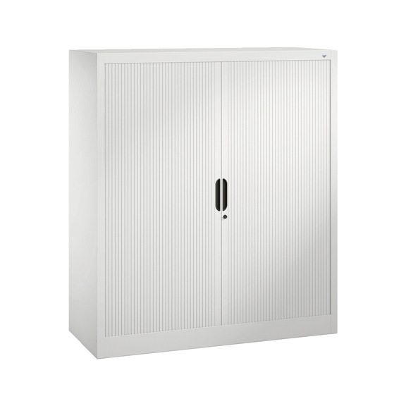 C+P Tambour door cabinet Omnispace, H1345B1200D420 mm, light gray No. 3223-00|S10055 - Workshop cabinet