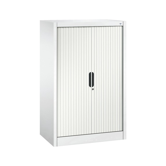 C+P Tambour door cabinet Omnispace, H1230B800D420 mm, white No. 3231-00|S10149 - Workshop cabinet