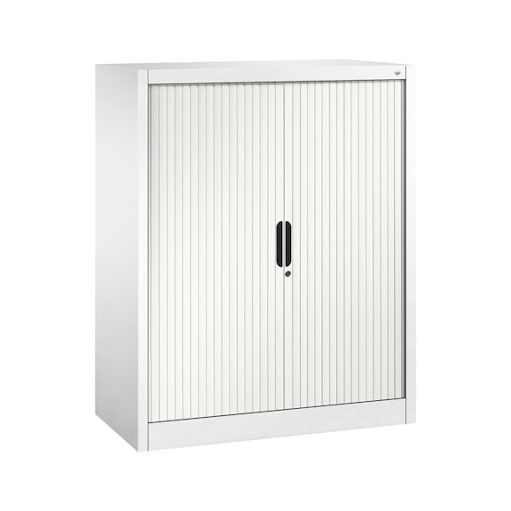 C+P Tambour door cupboard Omnispace, H1230B1000D420 mm, white No. 3232-00|S10184 - Workshop cabinet