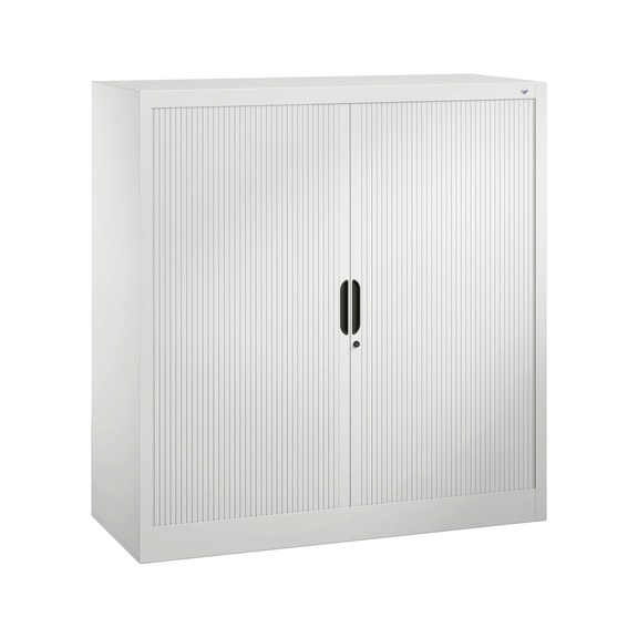 C+P Tambour door cabinet Omnispace, H1230B1200D420 mm, light gray No. 3233-00|S10106 - Workshop cabinet