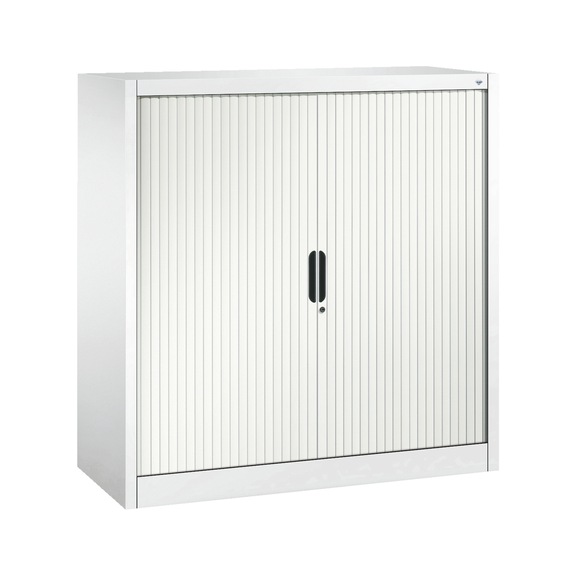 C+P Tambour door cabinet Omnispace, H1230B1200D420 mm, white No. 3233-00|S10216 - Workshop cabinet