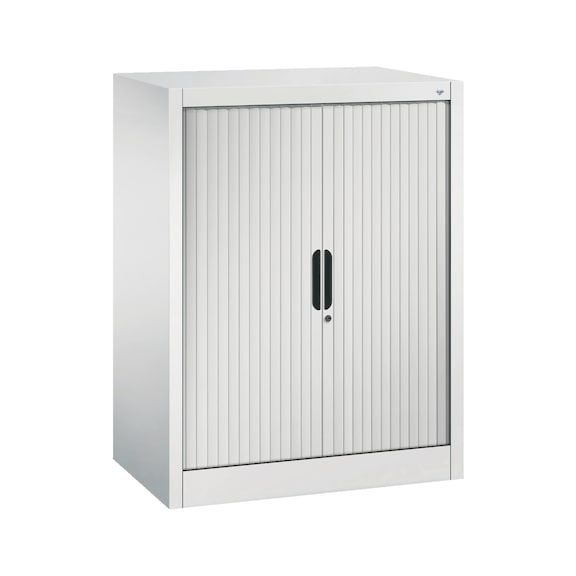 C+P Tambour door cabinet Omnispace, H1030B800D420 mm, light gray No. 3241-00|S10060 - Workshop cabinet