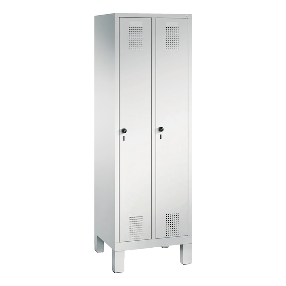 C+P Evolo locker, 2 compartments, H1850B610D500 mm, light gray No. 48010-20|S10001 - Clothes locker (workshop)