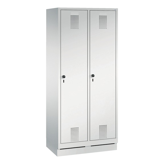 C+P Locker Evolo, 2 compartments, H1800B810D500 mm, light gray No. 48020-22|S10001 - Clothes locker (workshop)