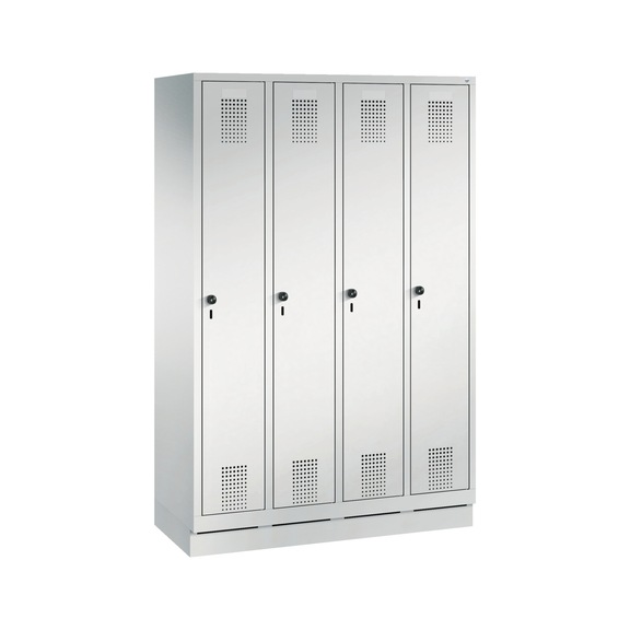 C+P Locker Evolo, 4 compartments, H1800B1190D500 mm, light gray No. 48020-40|S10011 - Clothes locker (workshop)