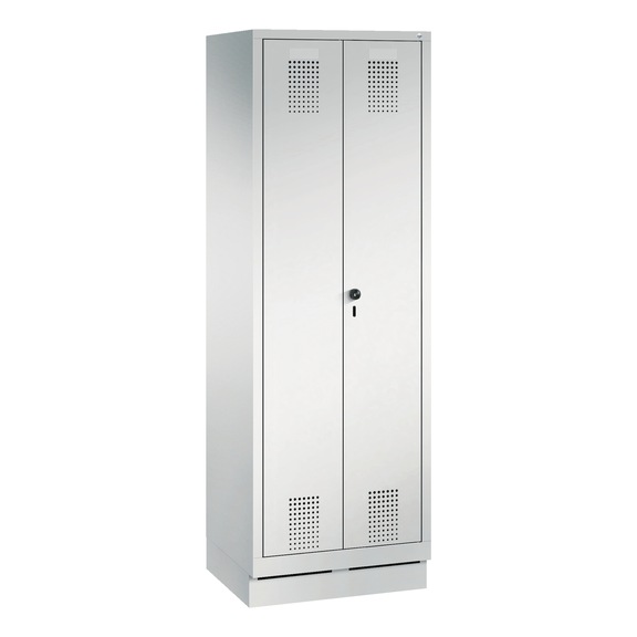 C+P Locker Evolo, 2 compartments, H1800B610D500 mm, light gray No. 48022-20|S10001 - Clothes locker (workshop)