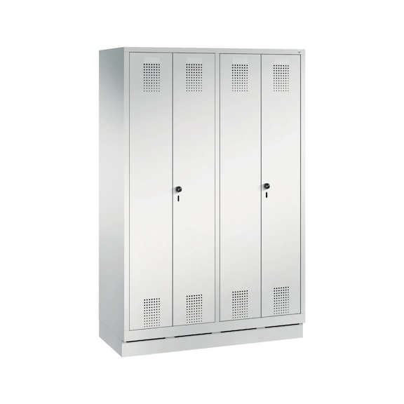 C+P Locker Evolo, 4 compartments, H1800B1190D500 mm, light gray No. 48022-40|S10004 - Clothes locker (workshop)
