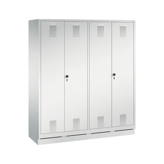 C+P Locker Evolo, 4 compartments, H1800B1590D500 mm, light gray No. 48022-42|S10006 - Clothes locker (workshop)