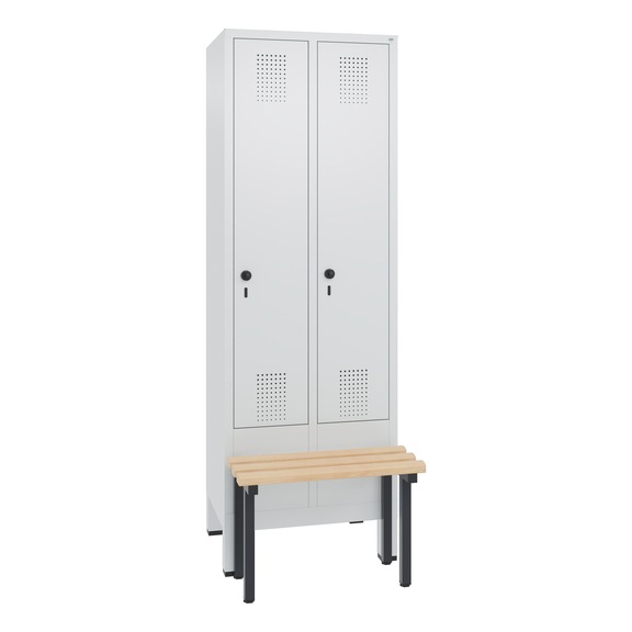 C+P Locker Evolo, 2 compartments, H1850B610D815 mm, light gray No. 48030-20|S10001 - Clothes locker (workshop)