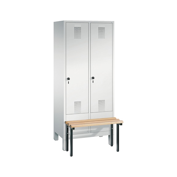 C+P Locker Evolo, 2 compartments, H1850B810D815 mm, light gray No. 48030-22|S10001 - Clothes locker (workshop)