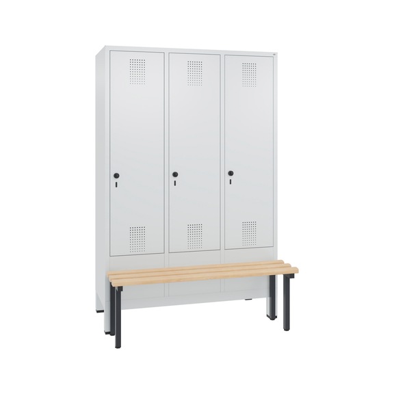 C+P locker Evolo, 3 compartments, H1850B1200D815 mm, light gray No. 48030-32|S10001 - Clothes locker (workshop)