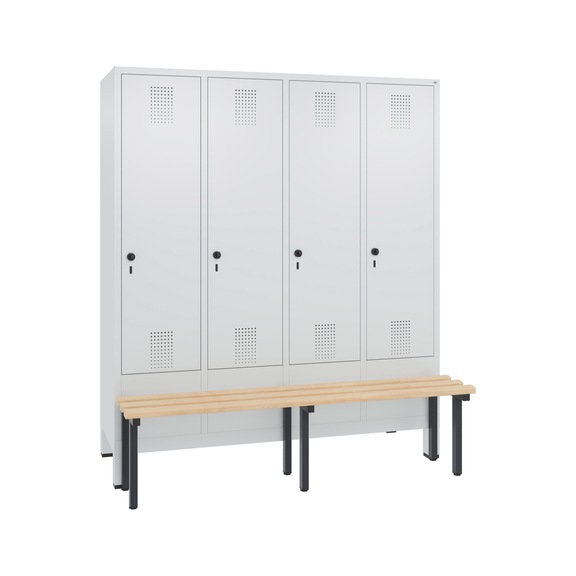 C+P Locker Evolo, 4 compartments, H1850B1590D815 mm, light gray No. 48030-42|S10000 - Clothes locker (workshop)