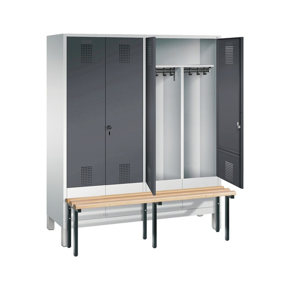 C+P Locker Evolo, 4 compartments, H1850B1590D815 mm, light gray No. 48032-42|S10003 - Clothes locker (workshop)