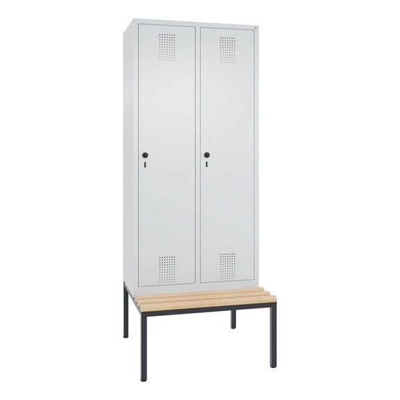 C+P Locker Evolo, 2 compartments, H2090B810D815 mm, light gray No. 48050-22|S10004 - Clothes locker (workshop)