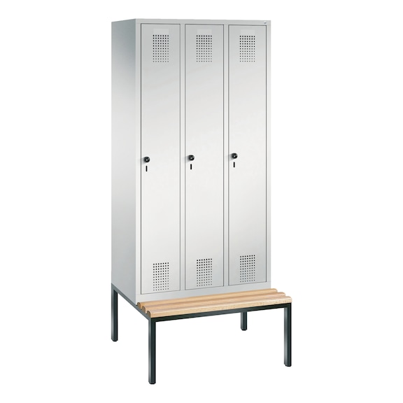 C+P locker Evolo, 3 compartments, H2090B900D815 mm, light gray No. 48050-30|S10001 - Clothes locker (workshop)