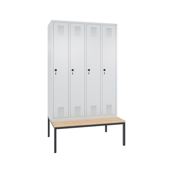 C+P Locker Evolo, 4 compartments, H2090B1190D815 mm, light gray No. 48050-40|S10002 - Clothes locker (workshop)