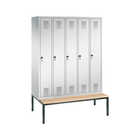 C+P Locker Evolo, 5 compartments, H2090B1480D815 mm, light gray No. 48050-50|S10001 - Clothes locker (workshop)