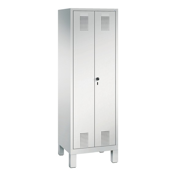 C+P Locker Evolo, 2 compartments, H1850B610D500 mm, light gray No. 48060-20|S10058 - Clothes locker (workshop)