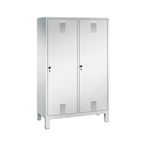 C+P locker Evolo, 4 compartments, H1850B1190D500 mm, light gray No. 48210-40|S10002 - Clothes locker (workshop)