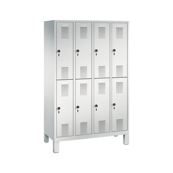 C+P Double-decker locker Evolo, 4 compartments, H1850B1190D500 mm, No. 48310-40|S10010 - Clothes locker (workshop)