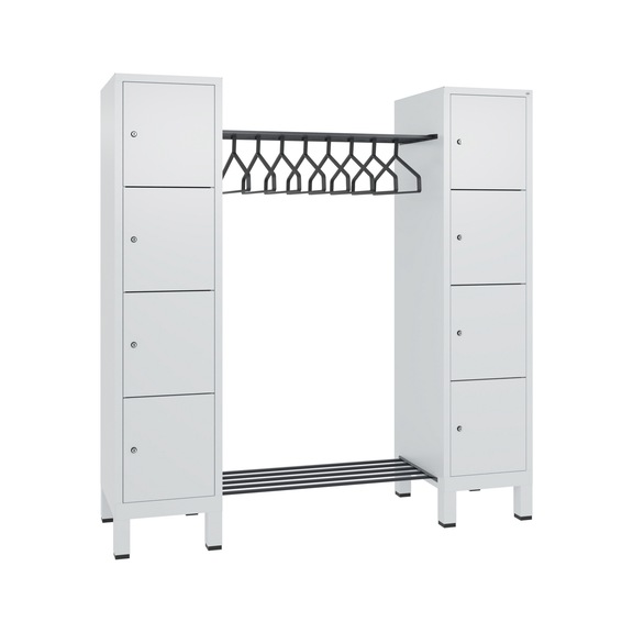 C+P Evolo coat rack, 8 compartments, H1850B1790D500 mm, light gray No. 48408-02|S10000 - Clothes locker (workshop)