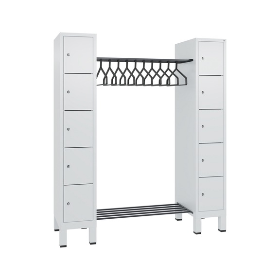 C+P Garderobe Evolo, 10 Fächer, H1850B1591T500 mm, Lichtgrau Nr. 48410-00|S10000 - Kleiderspind (Werkstatt)