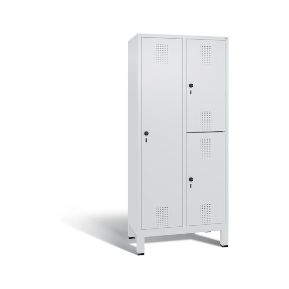 C+P Locker Evolo, 2 compartments, H1850B810D500 mm, light gray No. 48610-22|S10009 - Clothes locker (workshop)