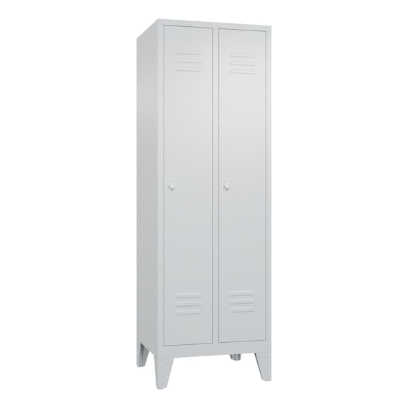 C+P Classic locker, 2 compartments, H1850B610D500 mm, light gray No. 8010-20|S10000 - Clothes locker (workshop)
