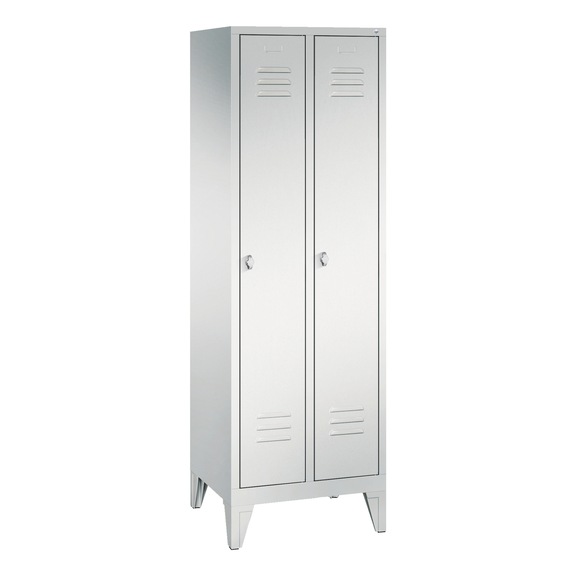 C+P Classic locker, 2 compartments, H1850B610D500 mm, light gray No. 8010-20B|S10001 - Clothes locker (workshop)