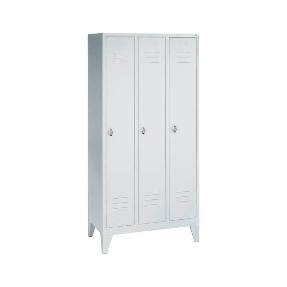 C+P Classic locker, 3 compartments, H1850B900D500 mm, light gray No. 8010-30|S10000 - Clothes locker (workshop)