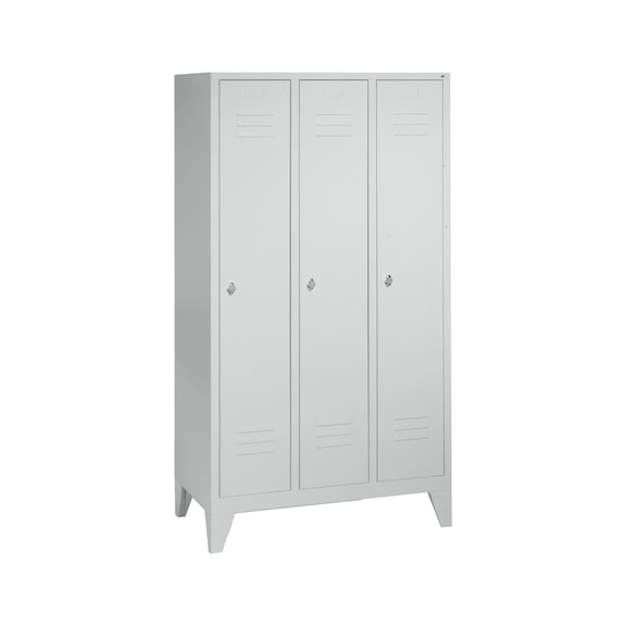 C+P Locker Classic, 3 compartments, H1850B1200D500 mm, light gray No. 8010-32|S10000 - Clothes locker (workshop)