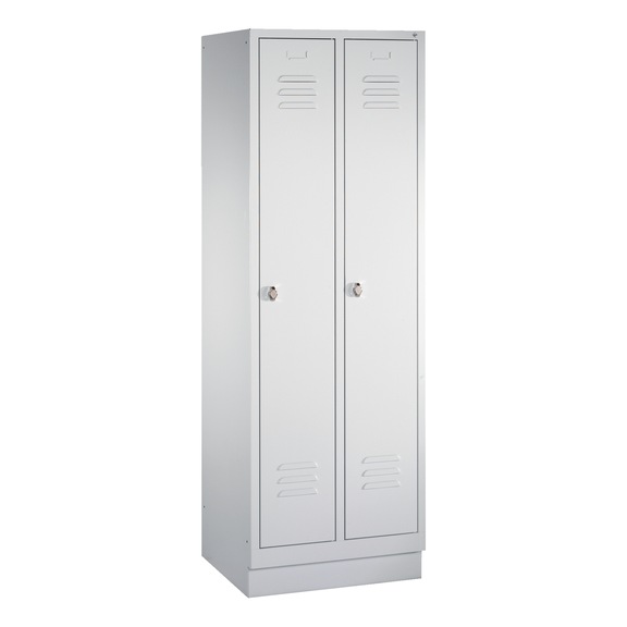 C+P Classic locker, 2 compartments, H1800B610D500 mm, light gray No. 8020-20|S10000 - Clothes locker (workshop)