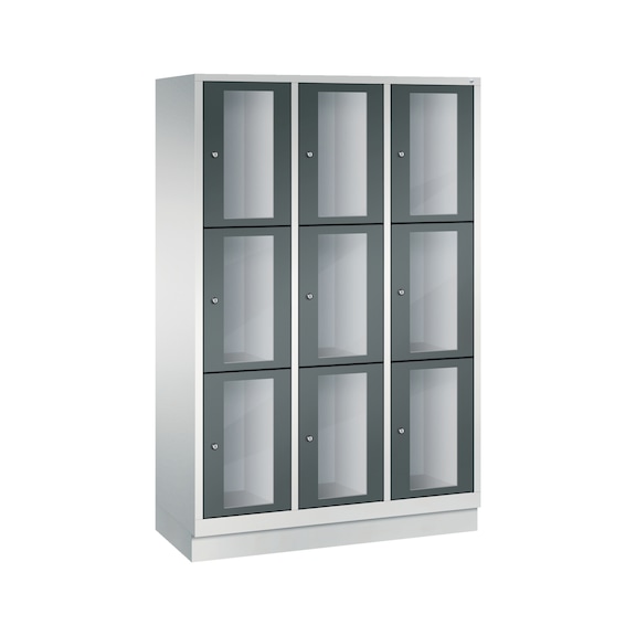 C+P Classic locker cabinet, 9 compartments, H1800B1200D500 mm, No. 8020A323|S10021 - Clothes locker (workshop)