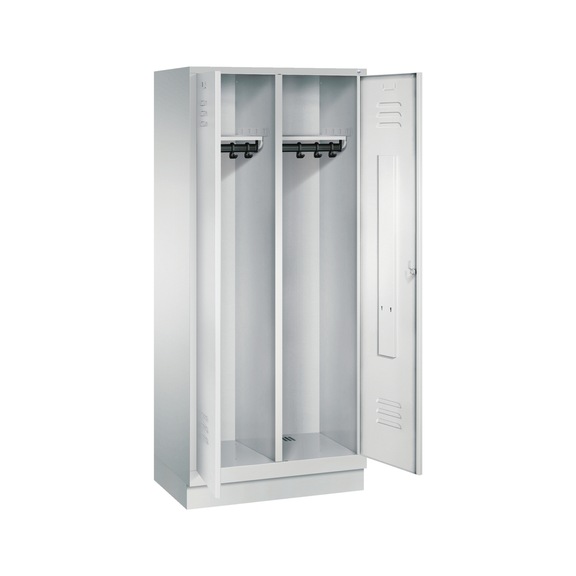 C+P Locker Classic, 2 compartments, H1800B810D500 mm, light gray No. 8022-22|S10002 - Clothes locker (workshop)