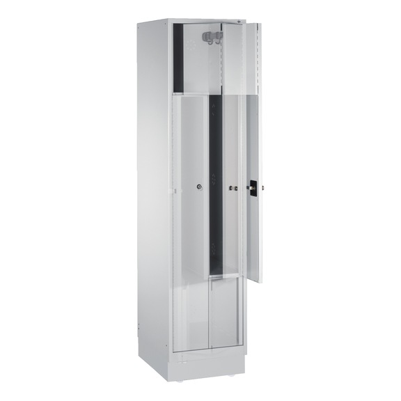 C+P Z locker Classic, 2 compartments, H1800B420D510 mm, light gray No. 8023-122|S10000 - Clothes locker (workshop)
