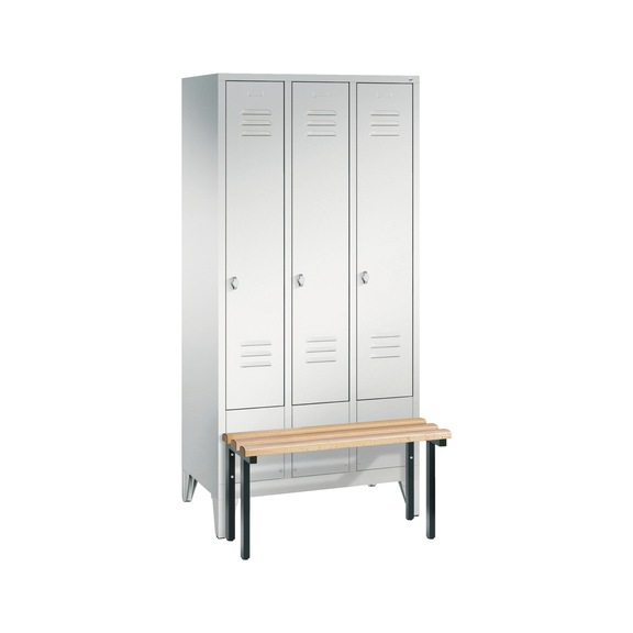 C+P Locker Classic, 3 compartments, H1850B900D500 mm, light gray No. 8030-30|S10000 - Clothes locker (workshop)