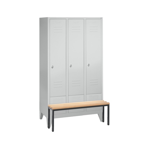 C+P Locker Classic, 3 compartments, H1850B1200D500 mm, light gray No. 8030-32|S10007 - Clothes locker (workshop)