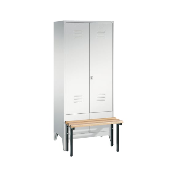 C+P Locker Classic, 2 compartments, H1850B810D500 mm, light gray No. 8032-22|S10007 - Clothes locker (workshop)